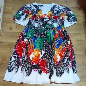 Dalia MacPhee Pleated Faux Midi Dress Floral Botanical sz 3X